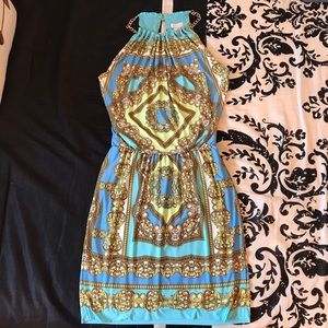 CACHÉ Elegant Pattern Chain Neck Dress